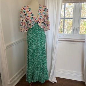 Fresha London Floral Green Maxi Dress